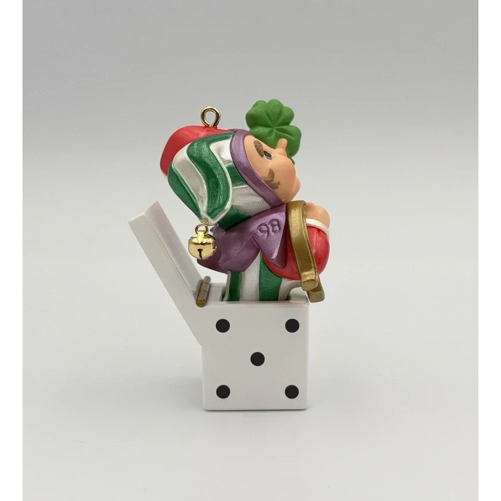 1998 Hallmark Keepsake Ornament Good Luck Dice Jester Clover QX6813 Vintage